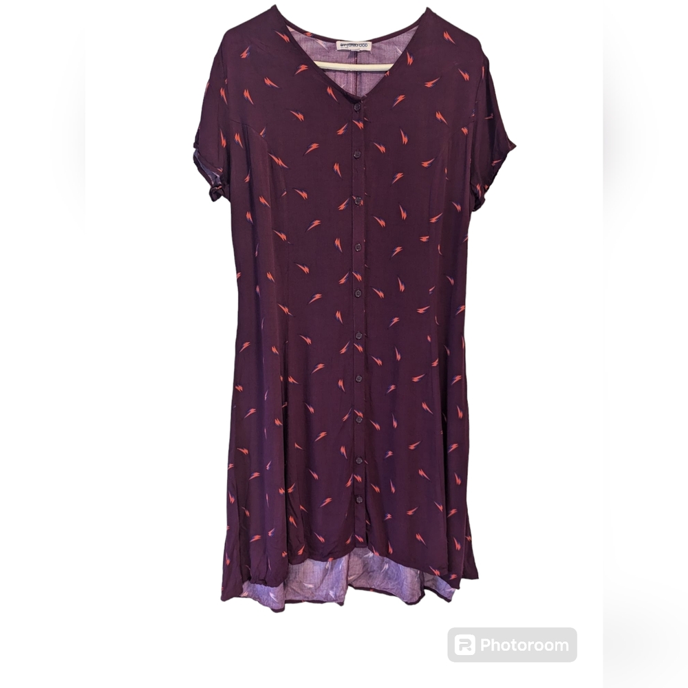 Junk Food David Bowie Shift Dress size L tie back maroon orange pop art